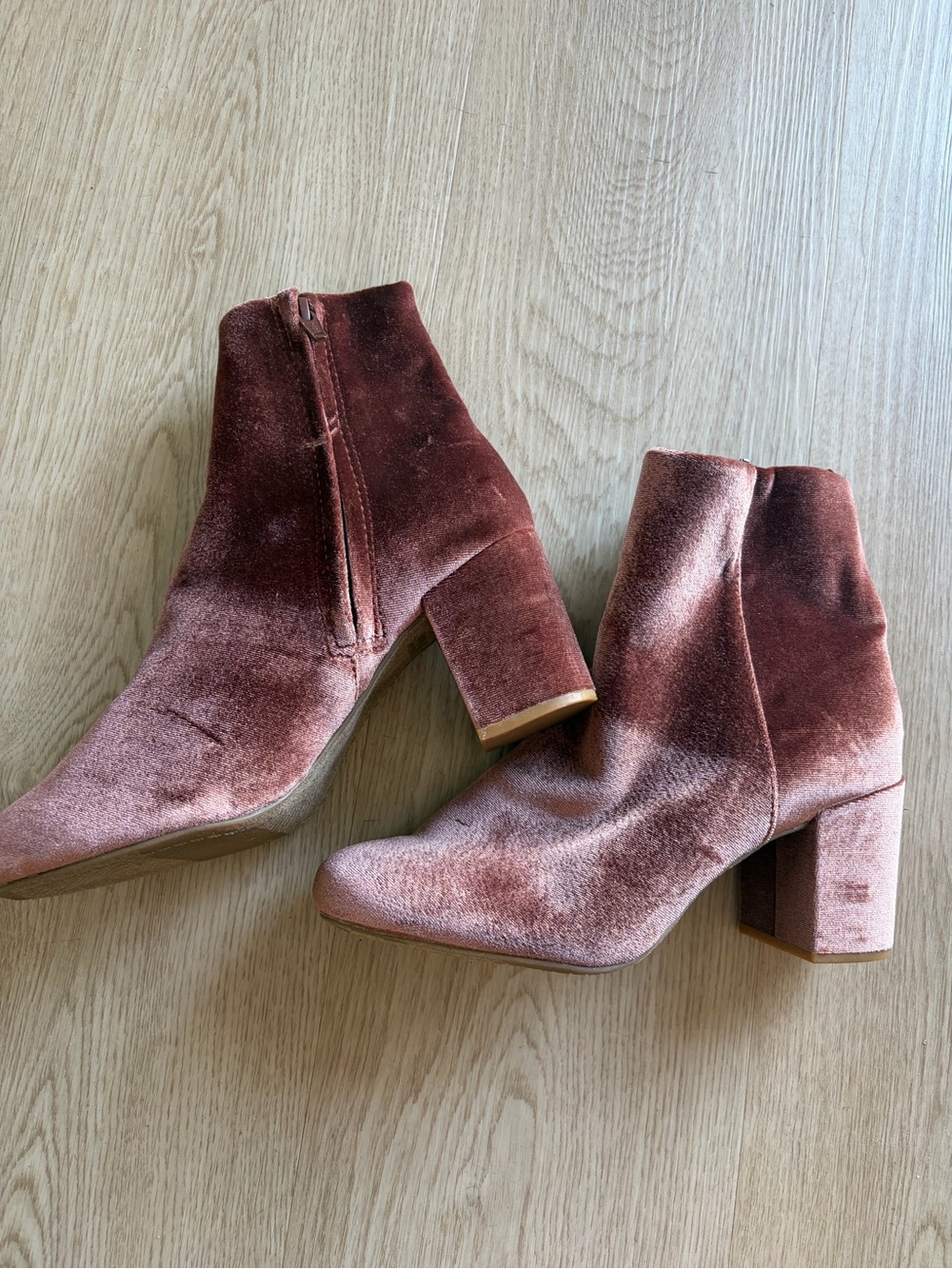 Old Navy Rose Velvet Block Heel Ankle Boots
